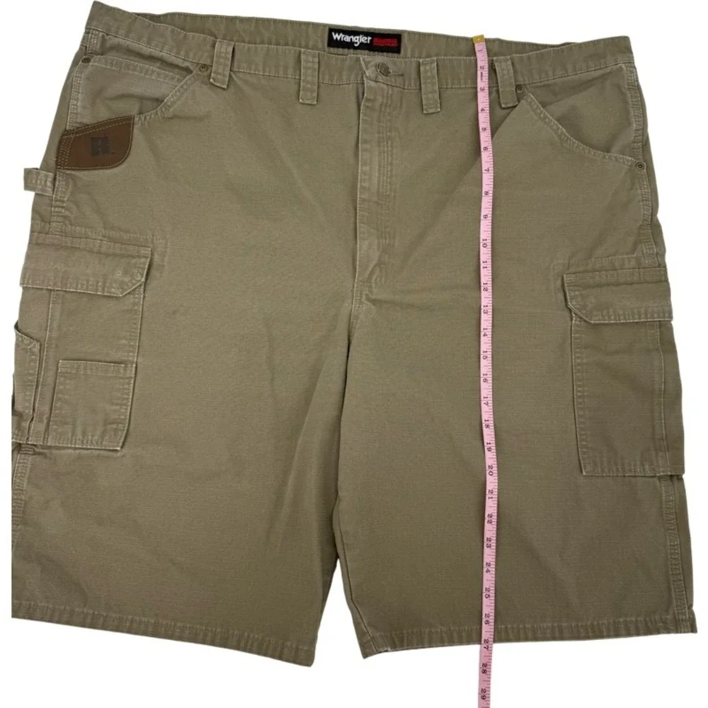 WRANGLER 50 Riggs Workwear Cargo Shorts Brown Ripstop Utility Carpenter Rugged